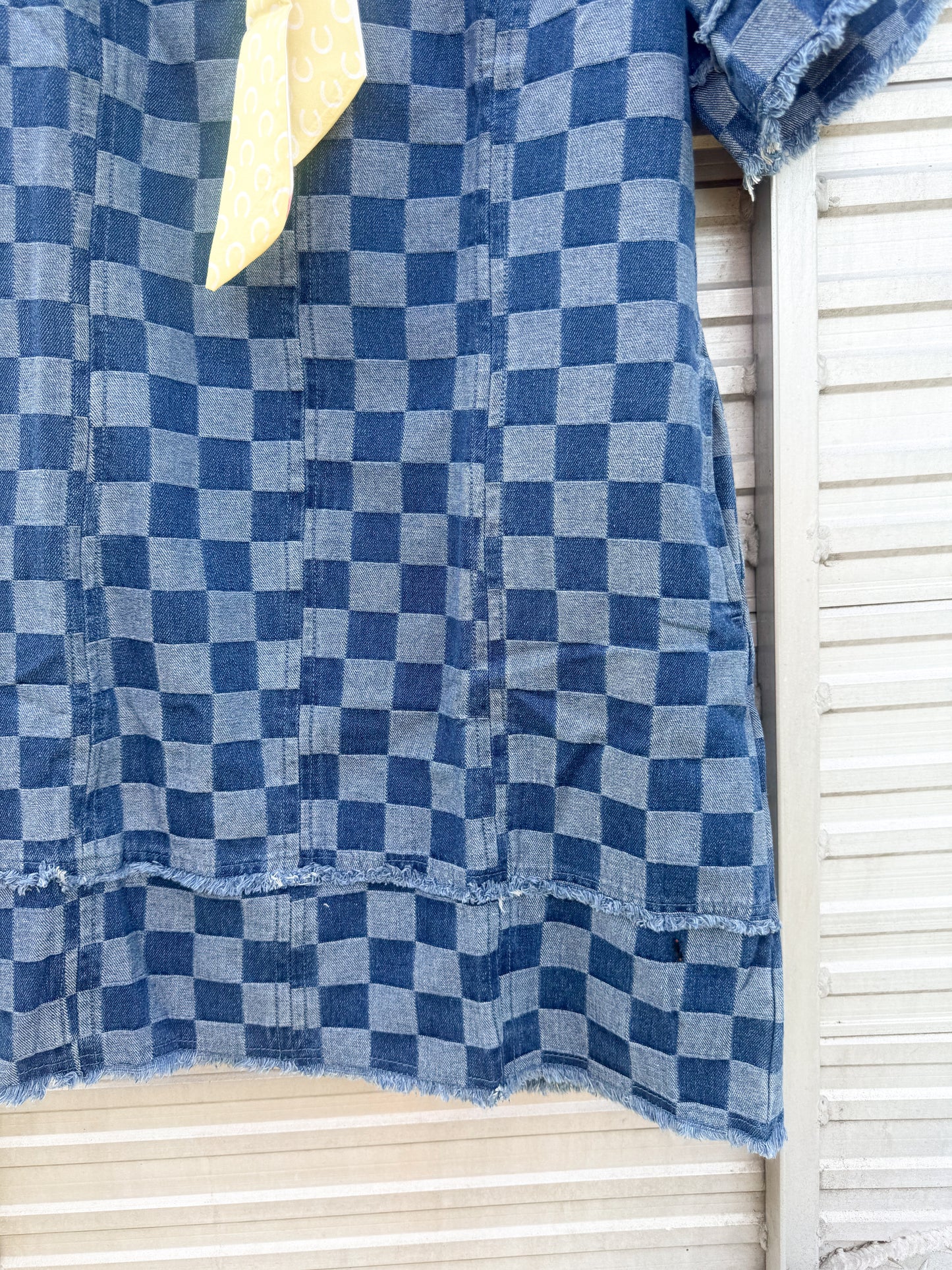 The denim checkered dress