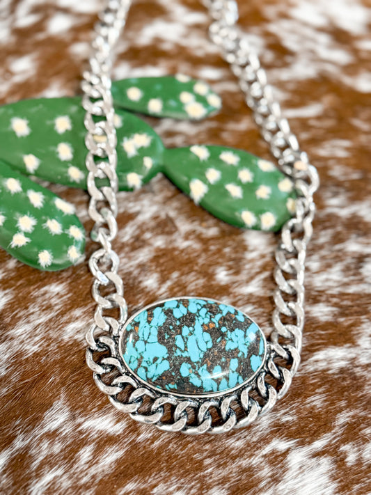 Western Large Oval Stone Necklace