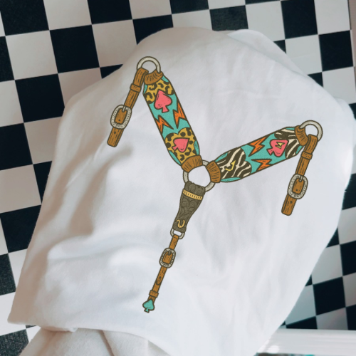 Retro print breast collar sublimation T-shirt
