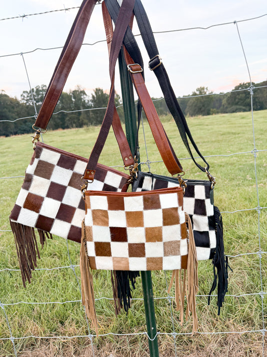 The checkered cowhide bag