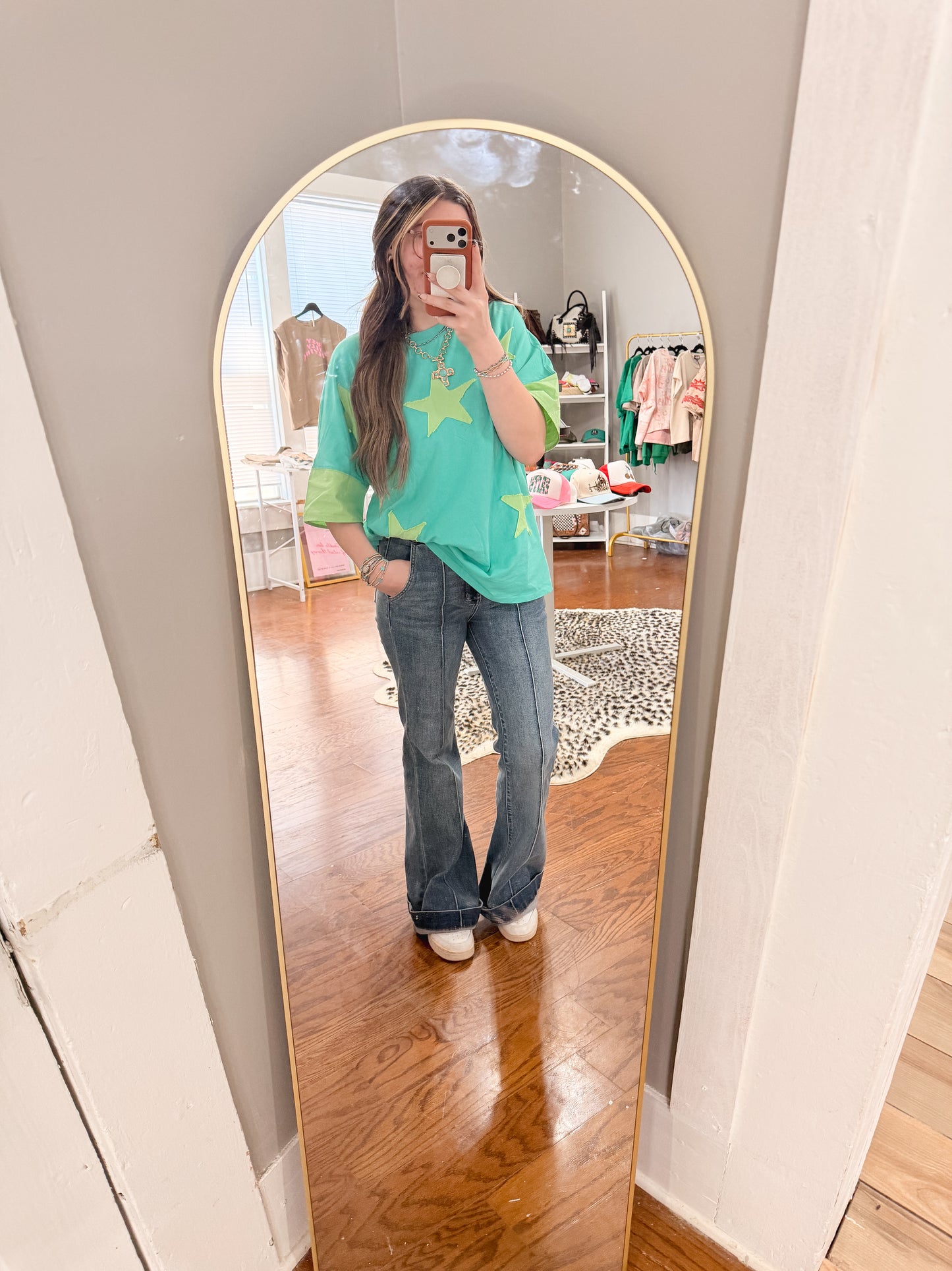 Neon stars patchwork top