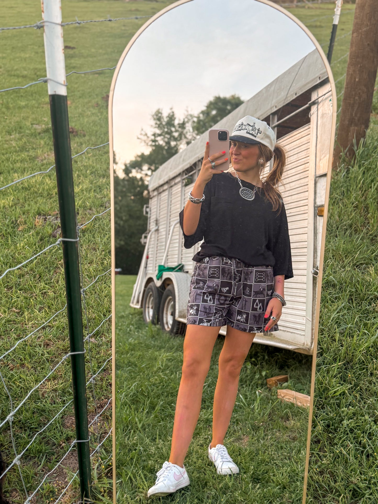 Cowboy checkered print shorts