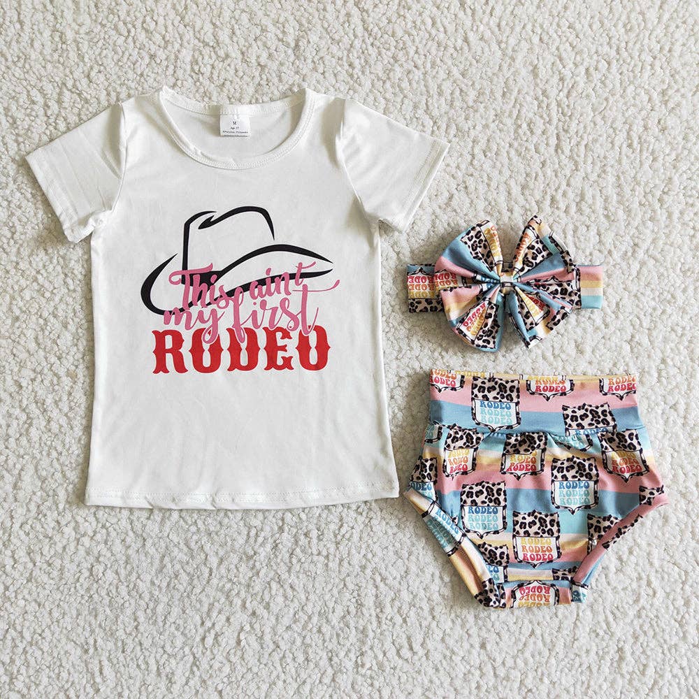 Not my first rodeo  baby girls summer bummie sets