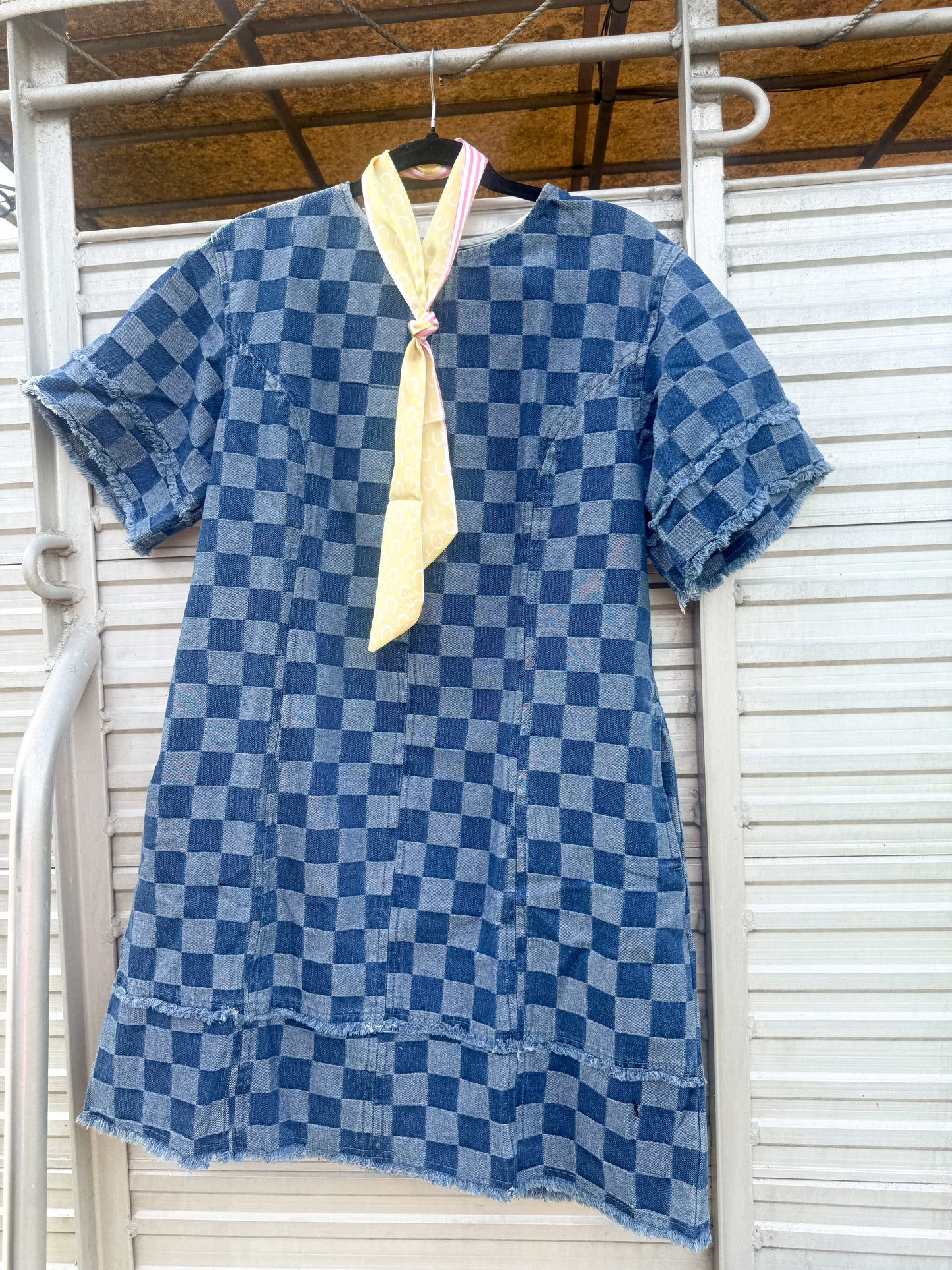 The denim checkered dress