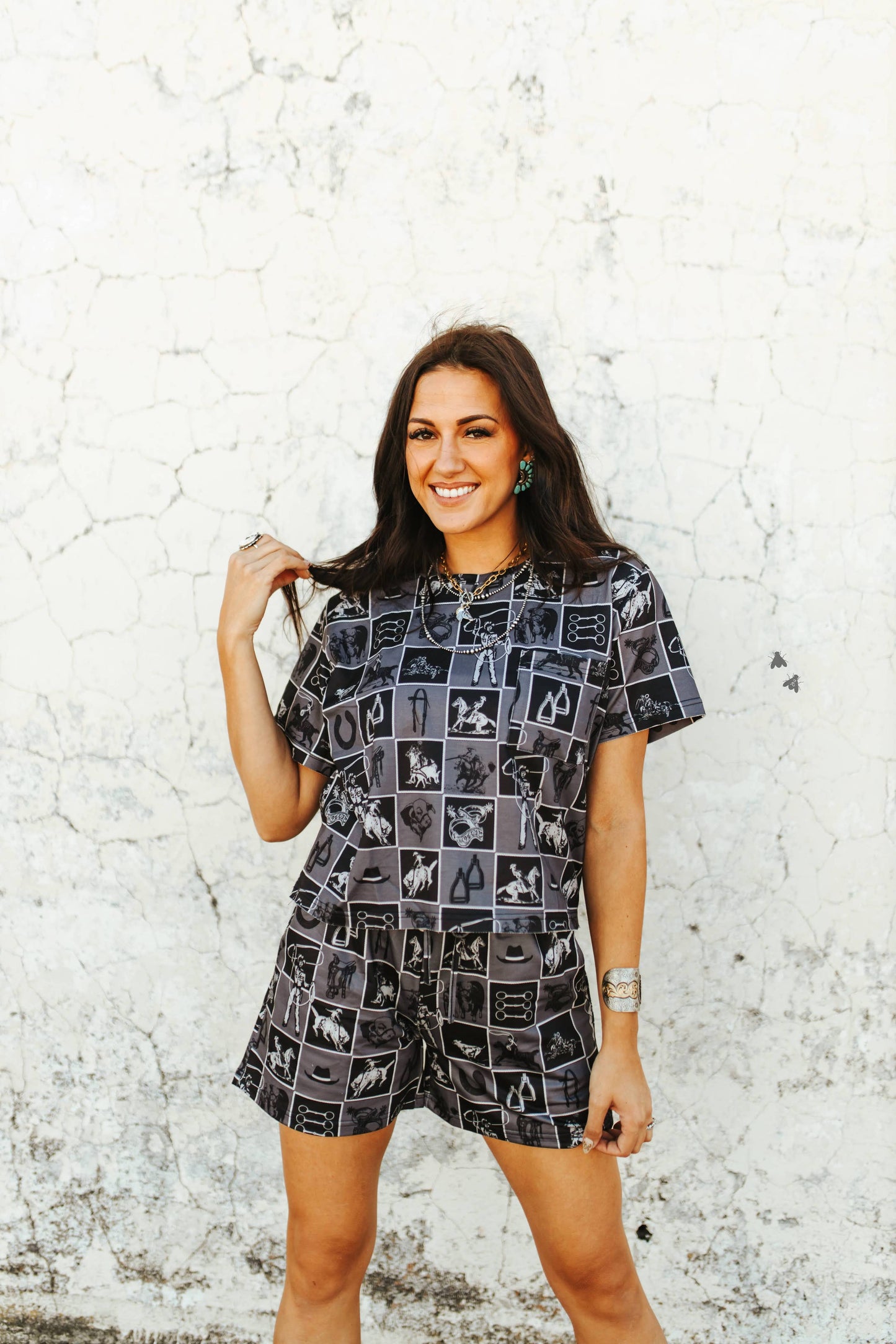 Cowboy checkered print shorts