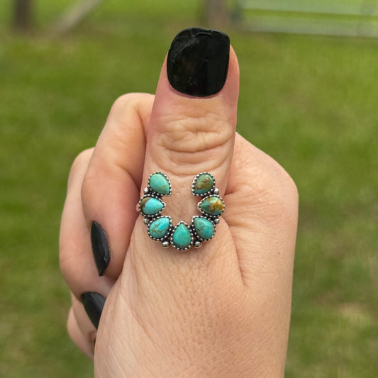 Sterling Silver & Turquoise Squash Blossom Ring