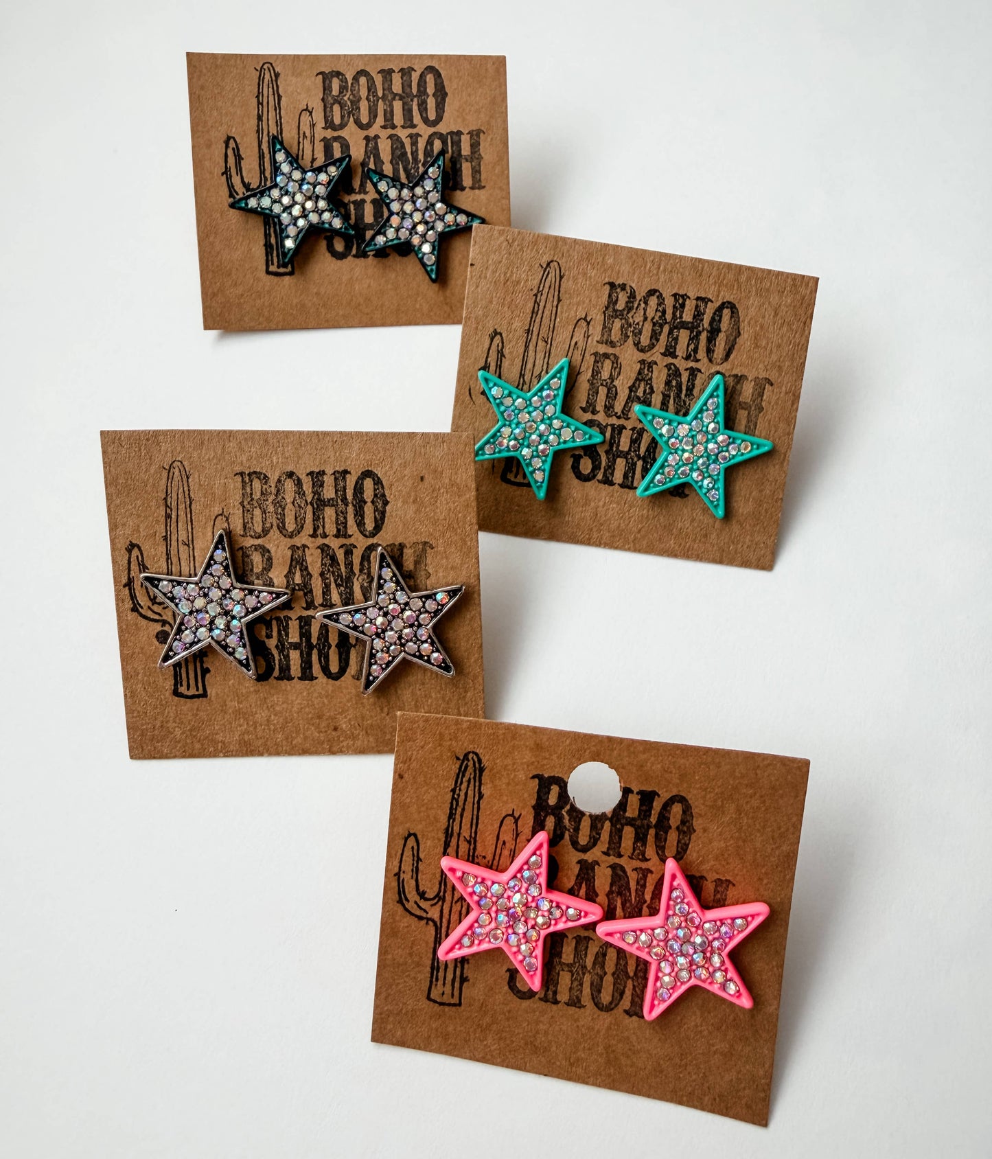 Rhinestone Post Star Stud Earrings