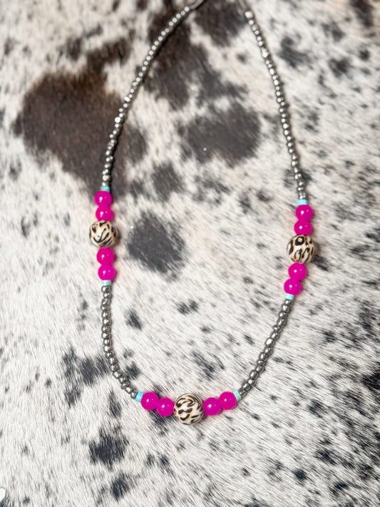 The cheetah neon cowgirl necklace