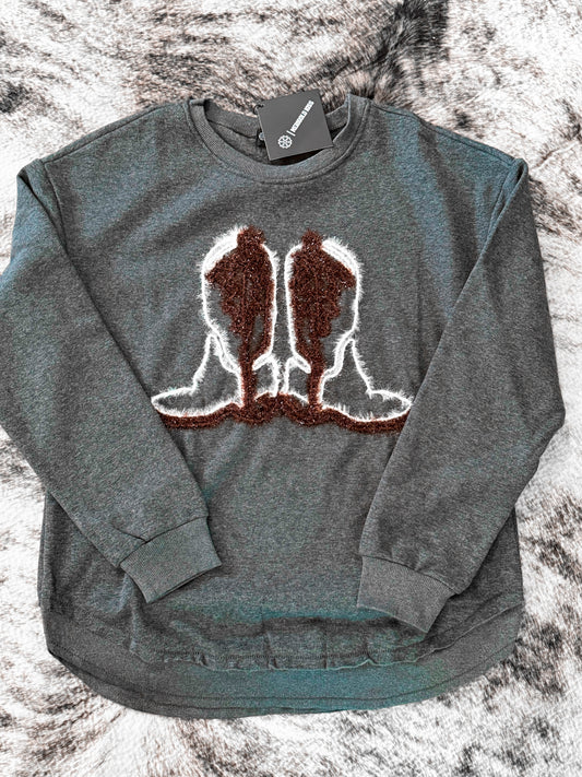 The tinsel boot sweatshirt