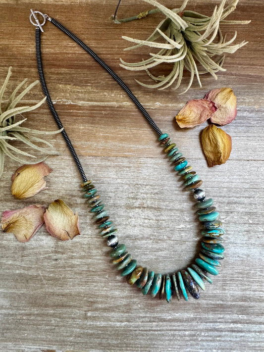 Green Graduated Turquoise Necklace – 23"
