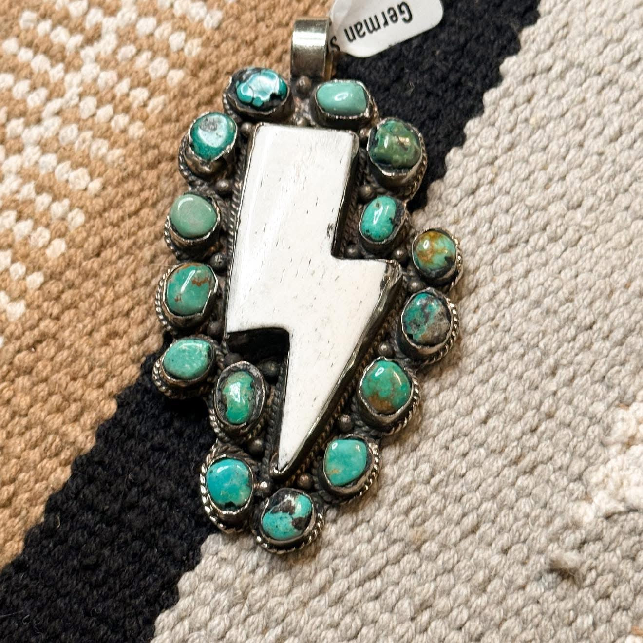 Lighting bolt pendant - German silver