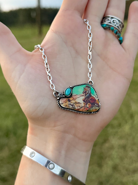 Western scene necklace