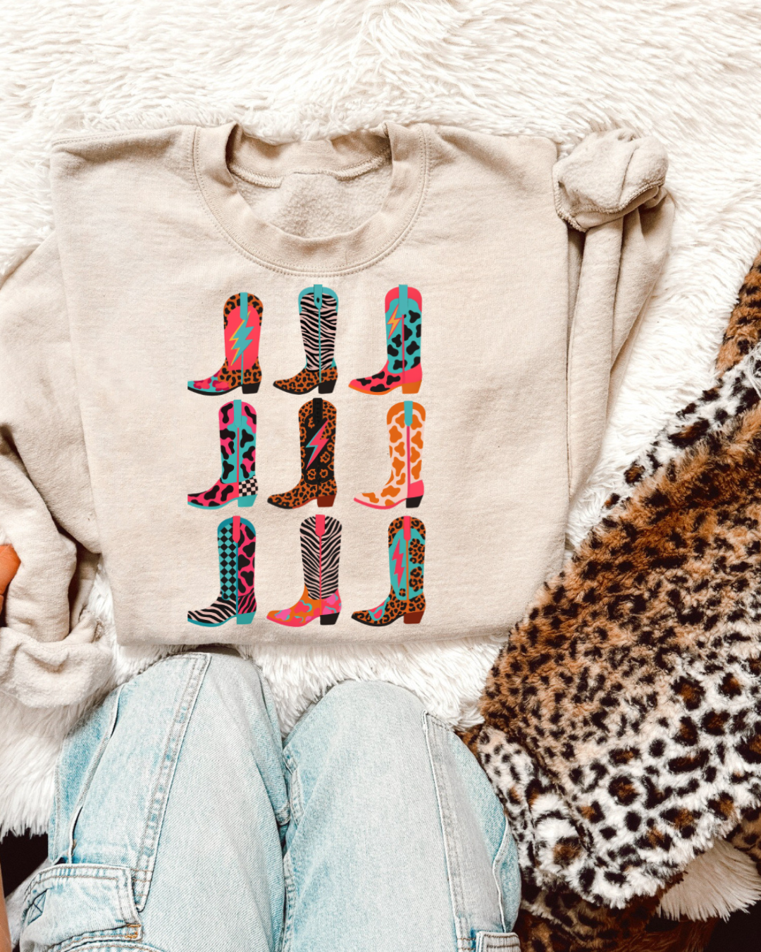 Mix print boot sweatshirt