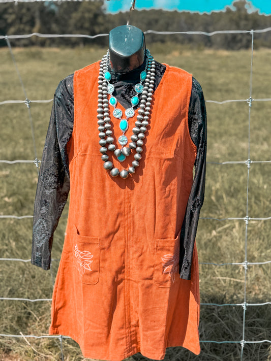 Western Embroidered Pocket Pre-fall Dress