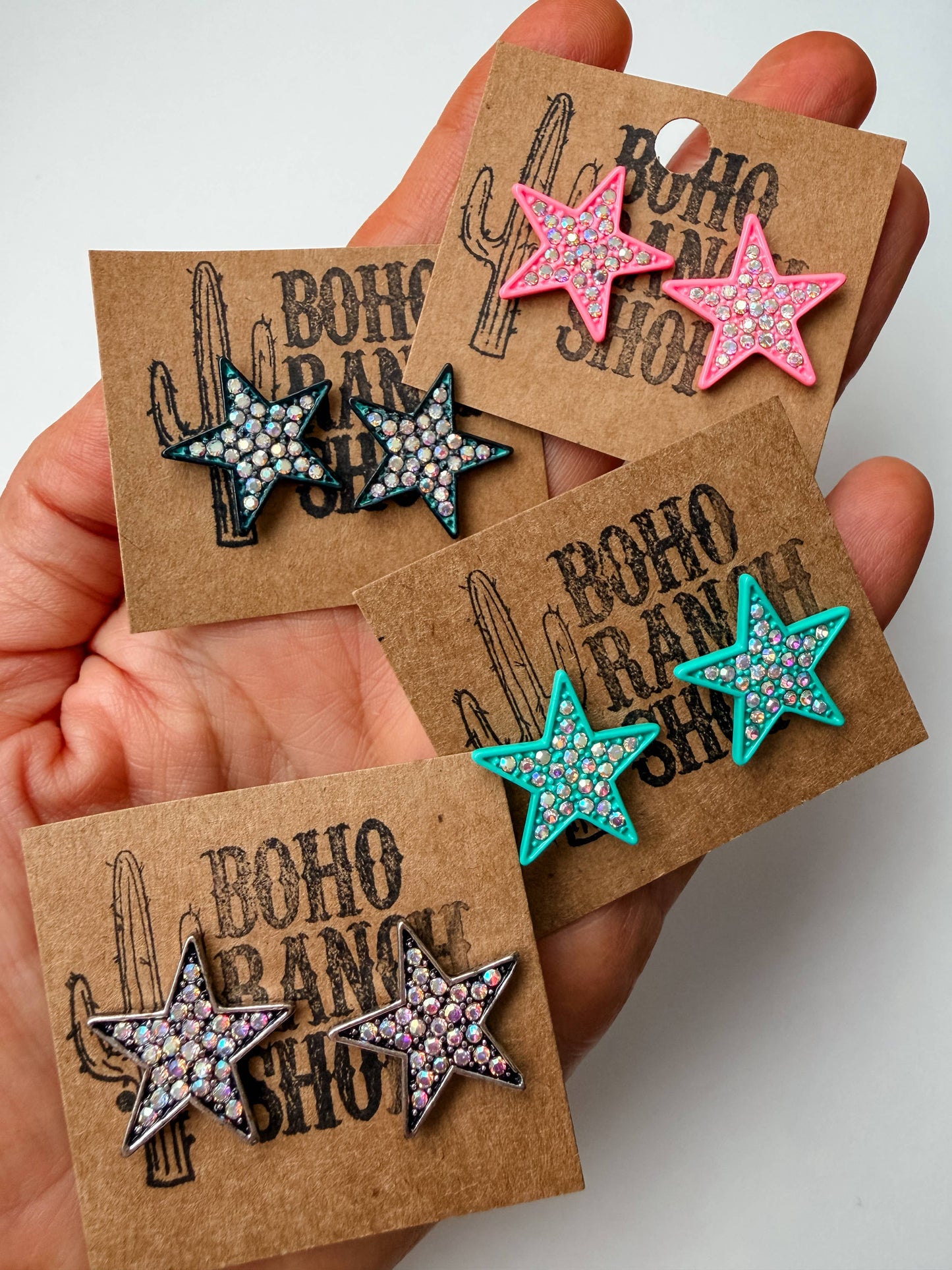 Rhinestone Post Star Stud Earrings