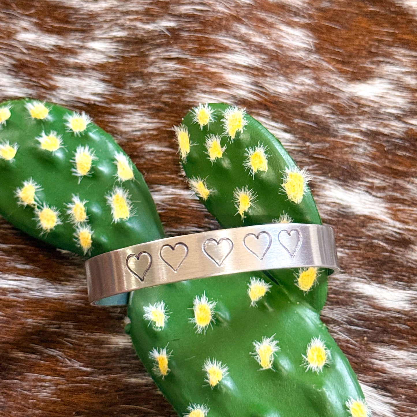 Stamped heart handmade bracelet