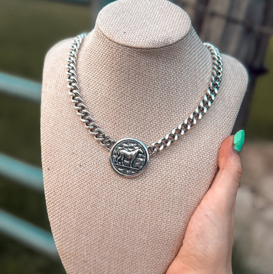Western Buffalo Coin Chain Necklace