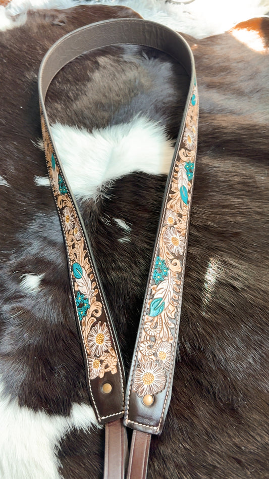 Floral tooling camera / purse strap