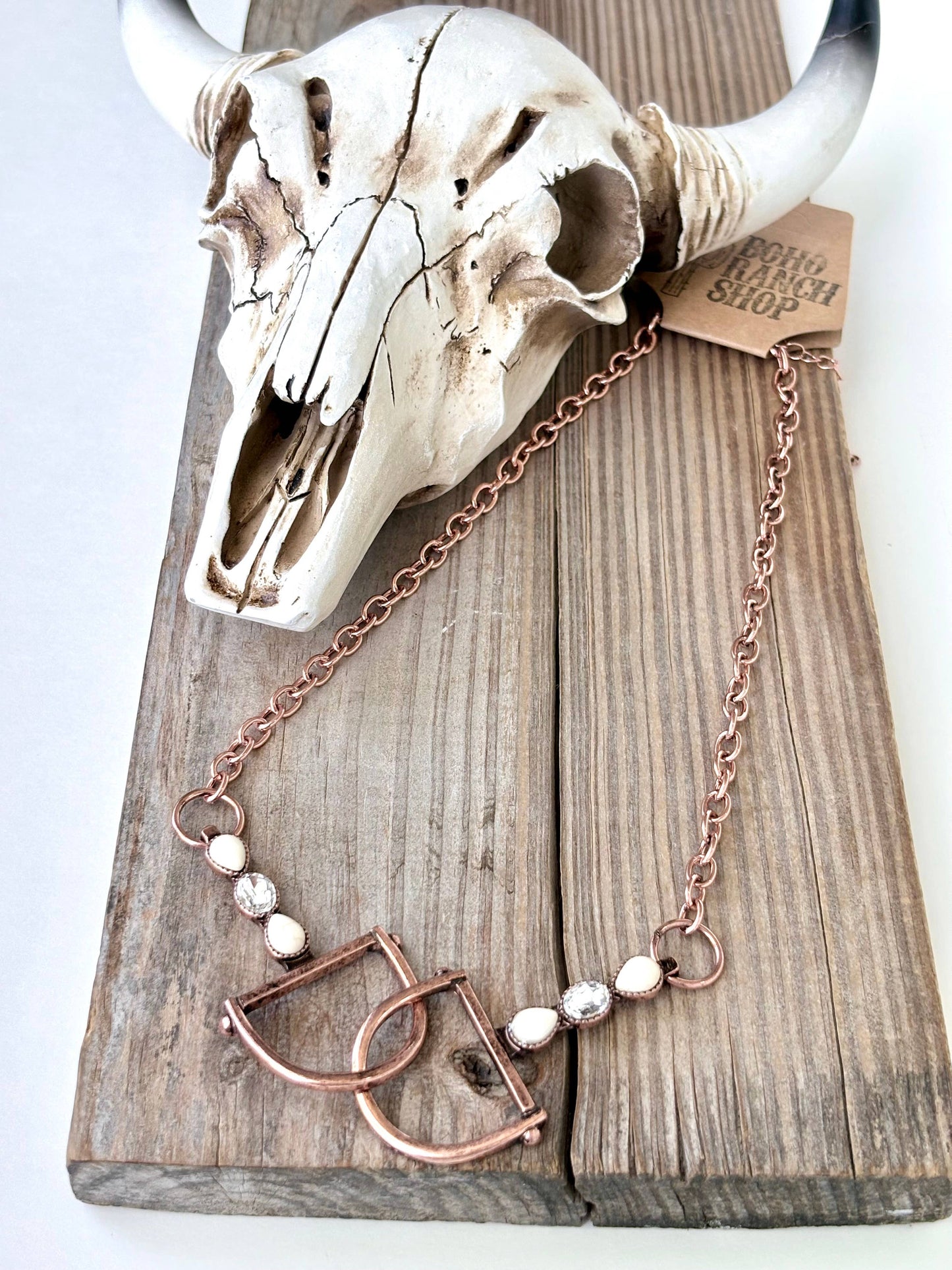 Western Horse Bit Turquoise Stone Pendant Necklace: Silver