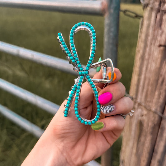 Western Ribbon  Pearl Hair Claw