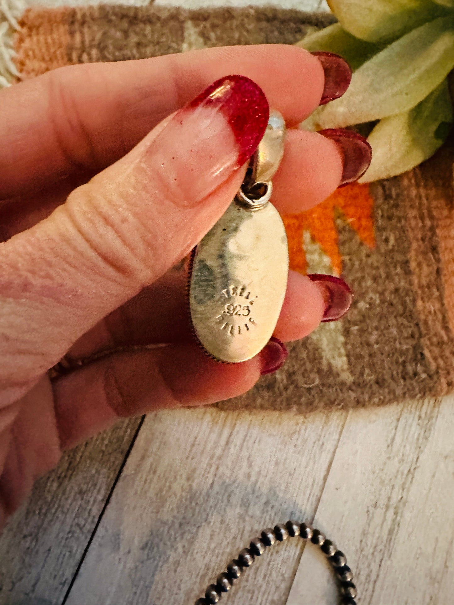 Navajo Howlite & Sterling Silver Pendant by Wydell Billie