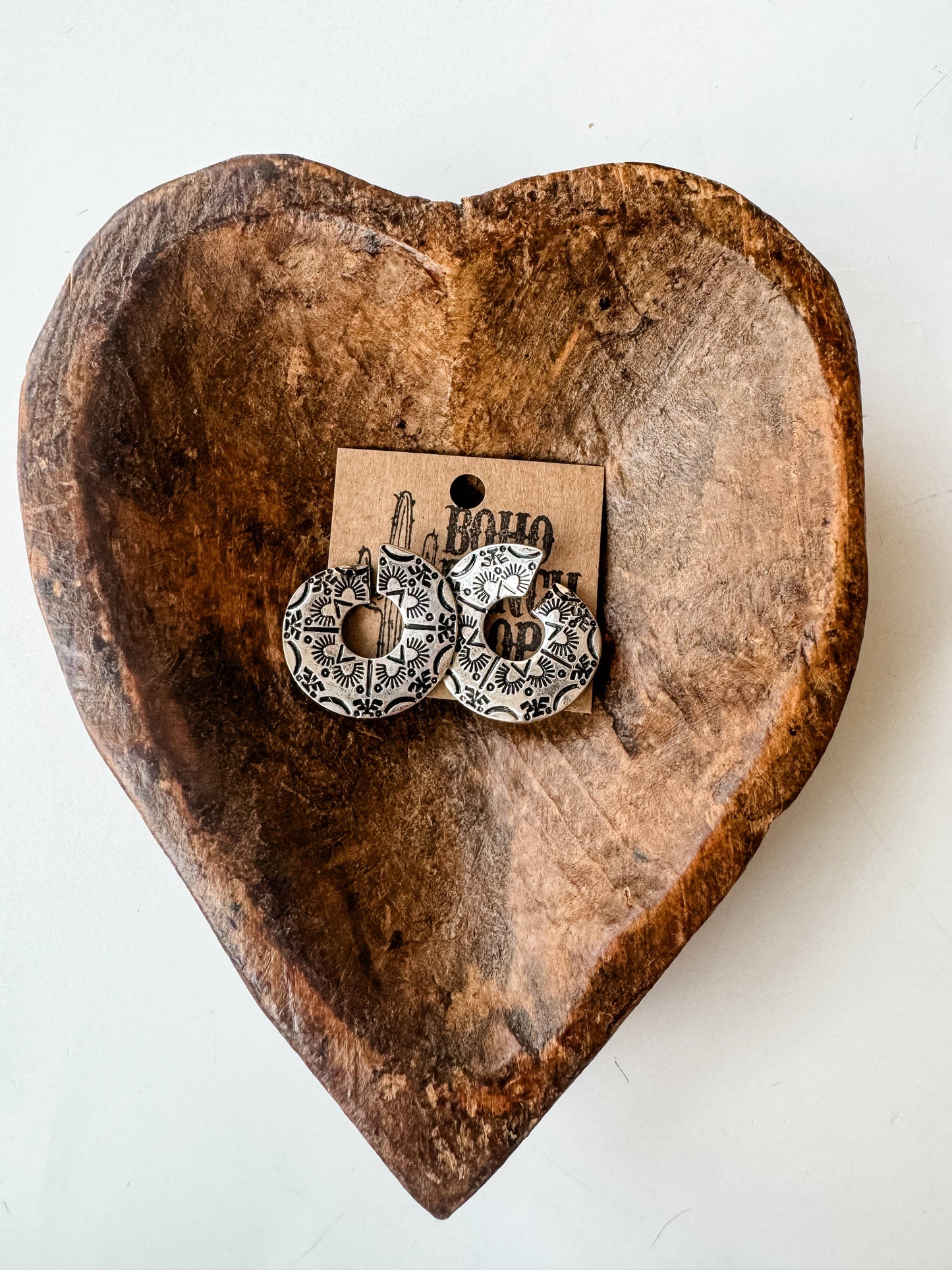 Western Textured Curved Stud Earrings: Style 1