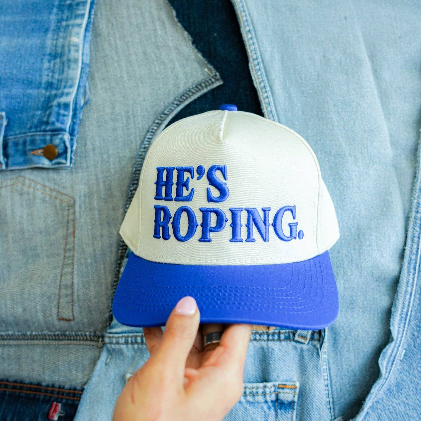 HE'S ROPING CANVAS CAP