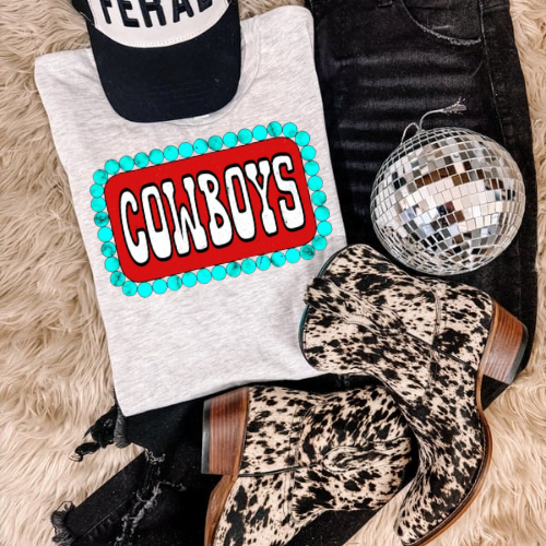 Turquoise and red cowboys Sublimation T-shirt