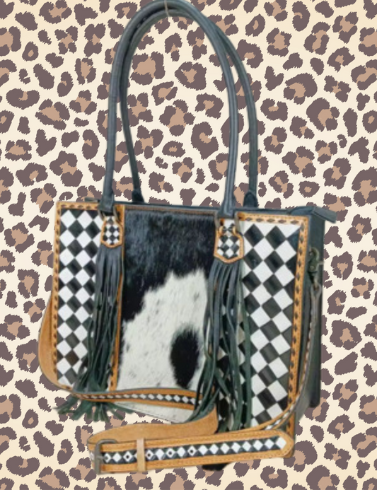 The mix print tote bag
