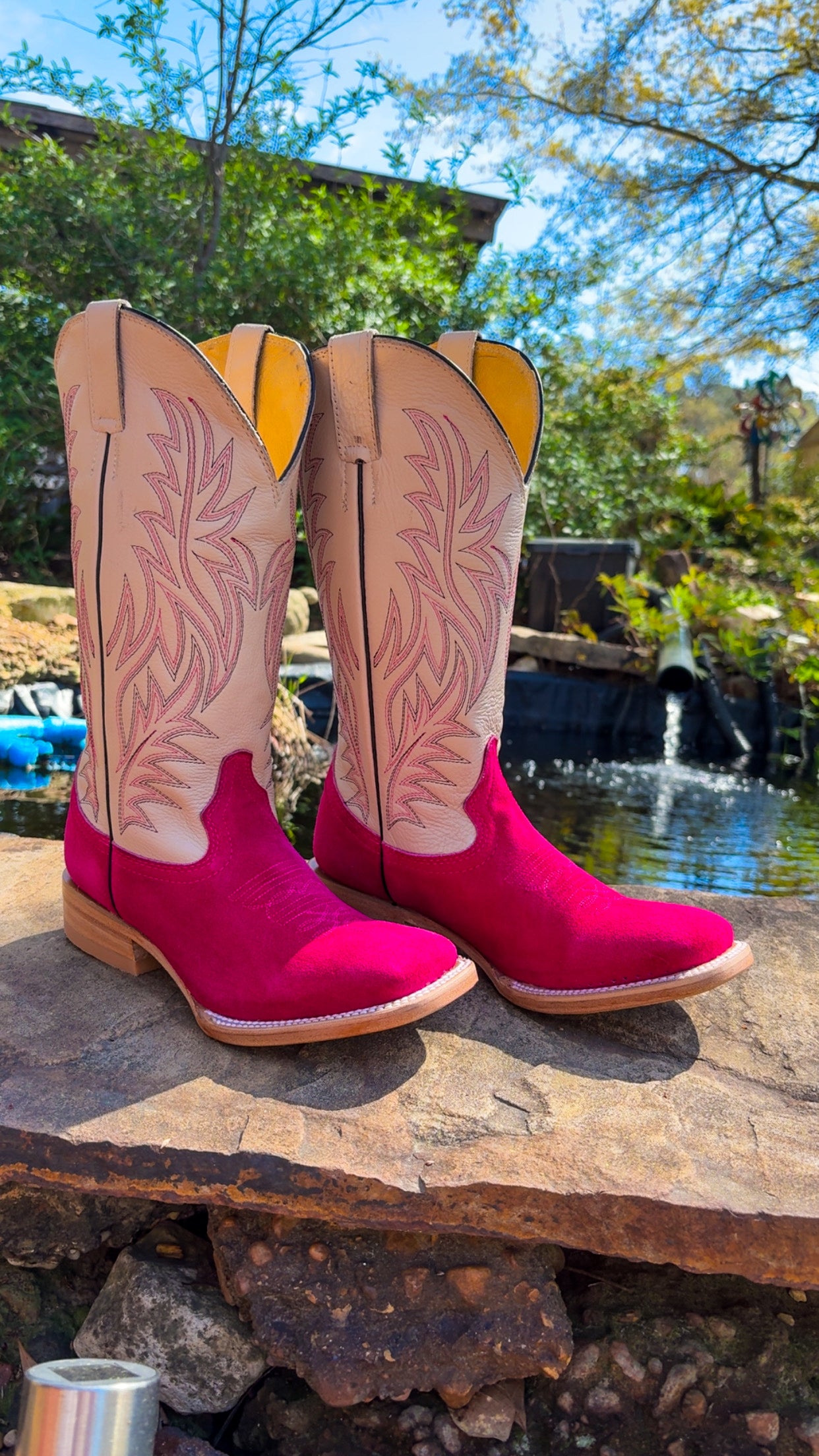Pink rough out boots