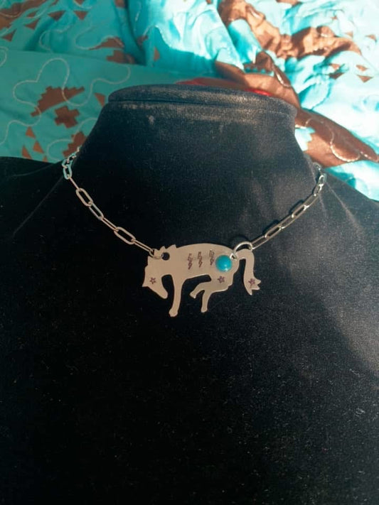 The OG bucking horse stamped necklace