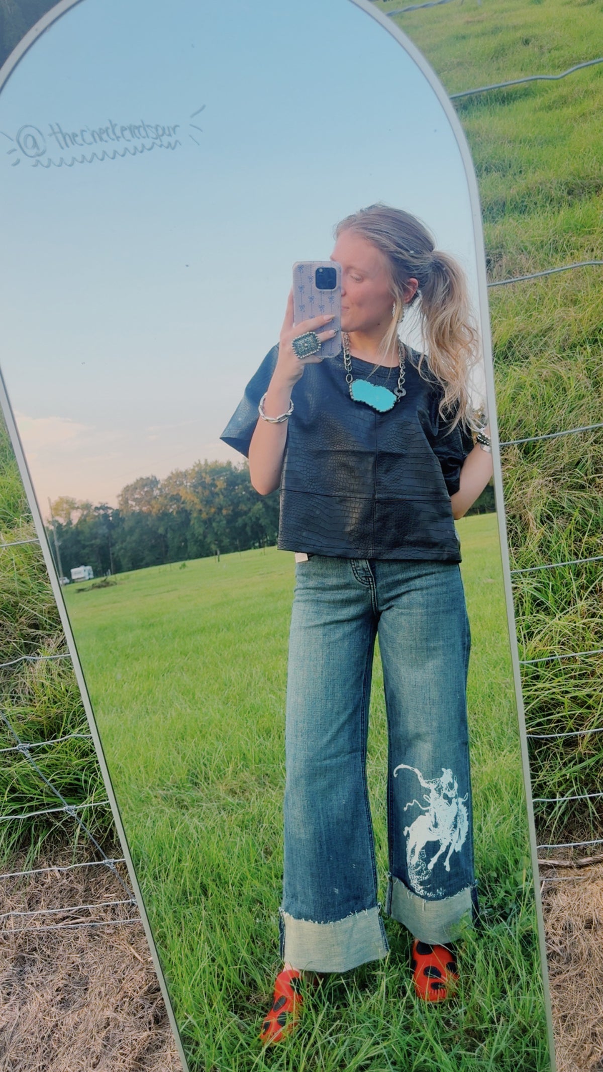 Bronc Cuffed Denim Cropped Jeans