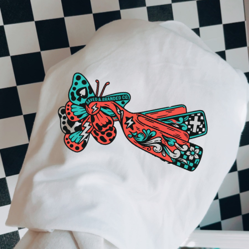 The pastel butterfly spurs sublimation T-shirt
