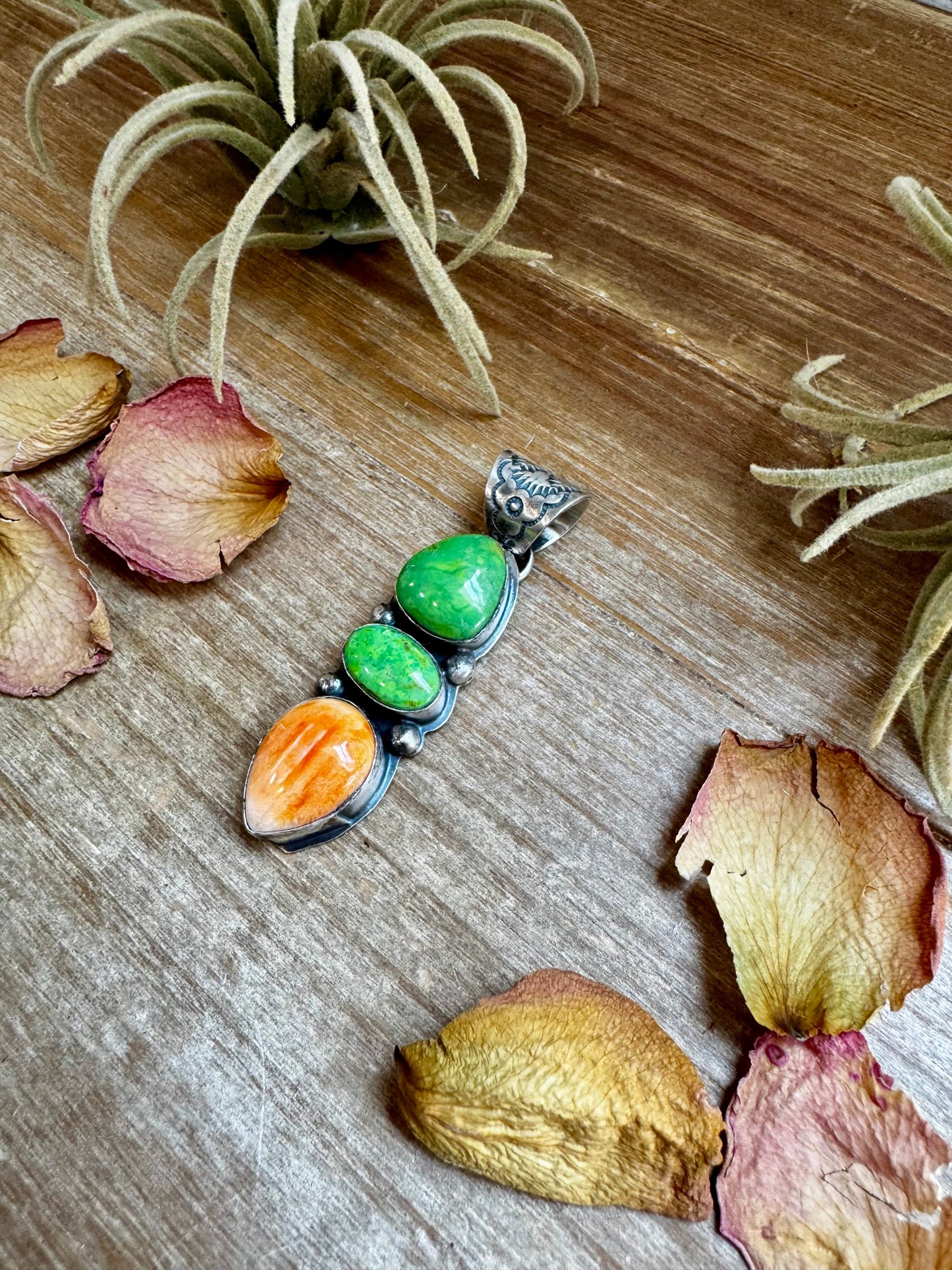 Boyd Ashley 3-Stone Pendant – Spiny Oyster & Green Turquoise, Sterling Silver