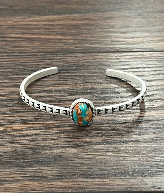 Oval Gemstone Cuff Bracelet