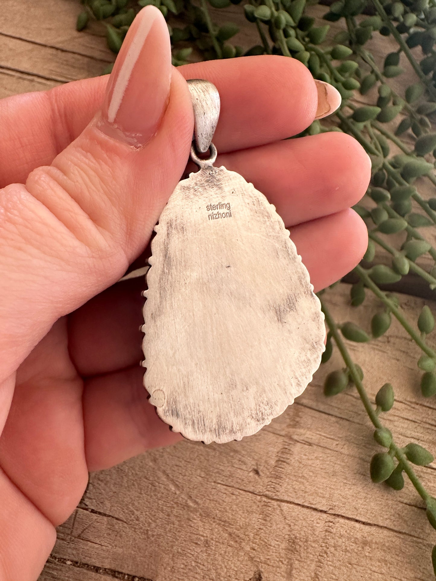 Beautiful Handmade Sterling Silver & Number 8 Turquoise Single Stone Pendant