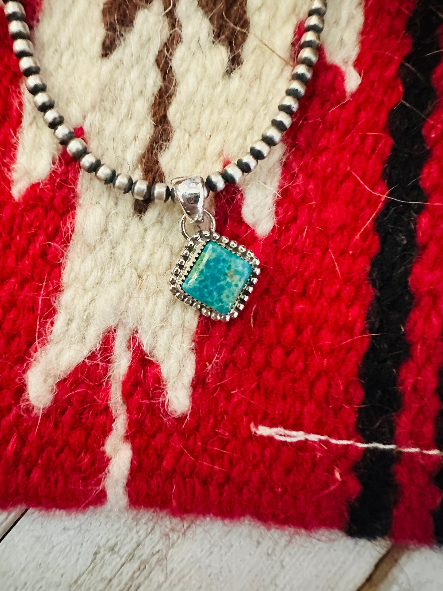 Navajo Turquoise & Sterling Silver Diamond Pendant