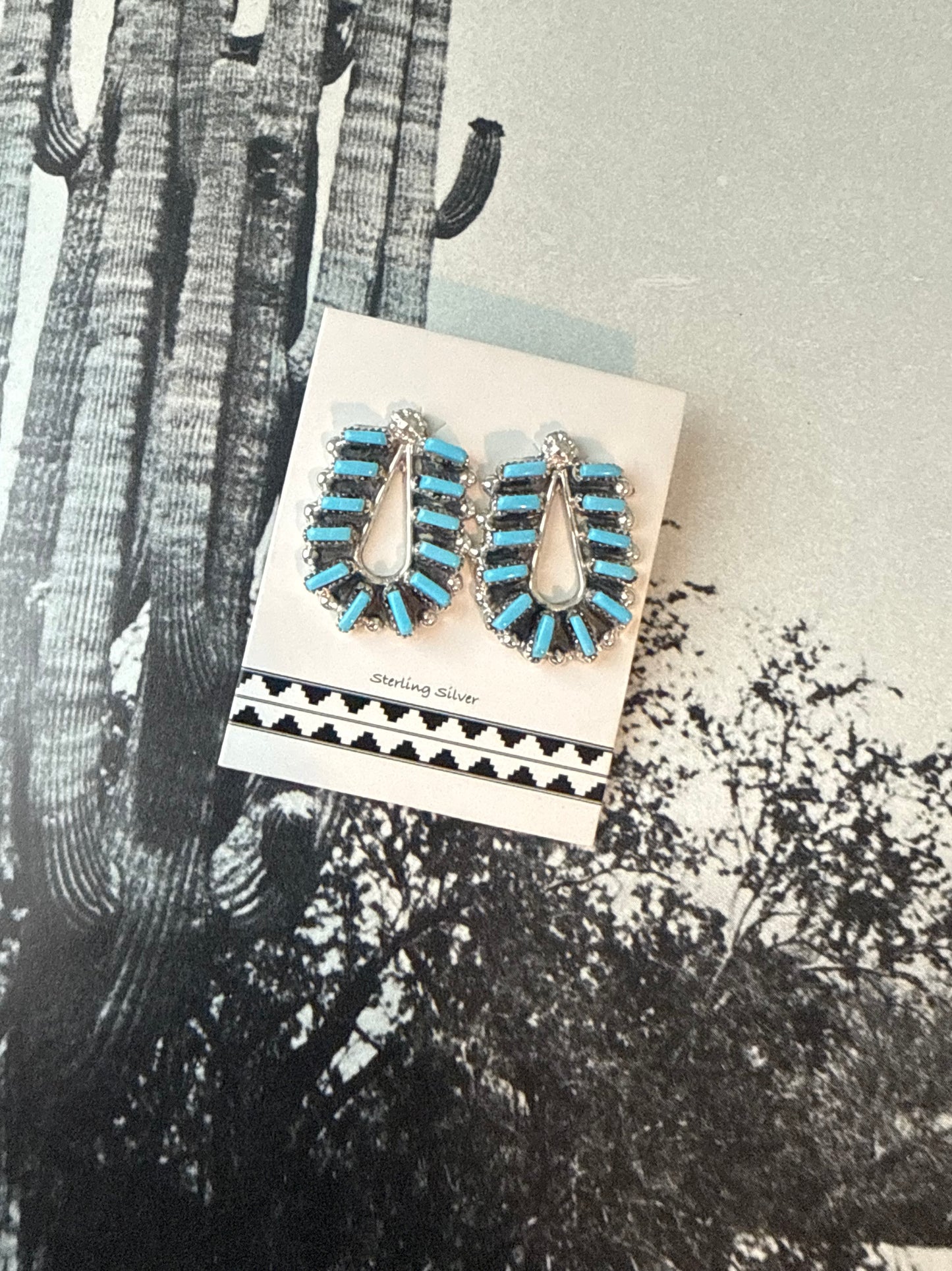 Turquoise Needlepoint earrings