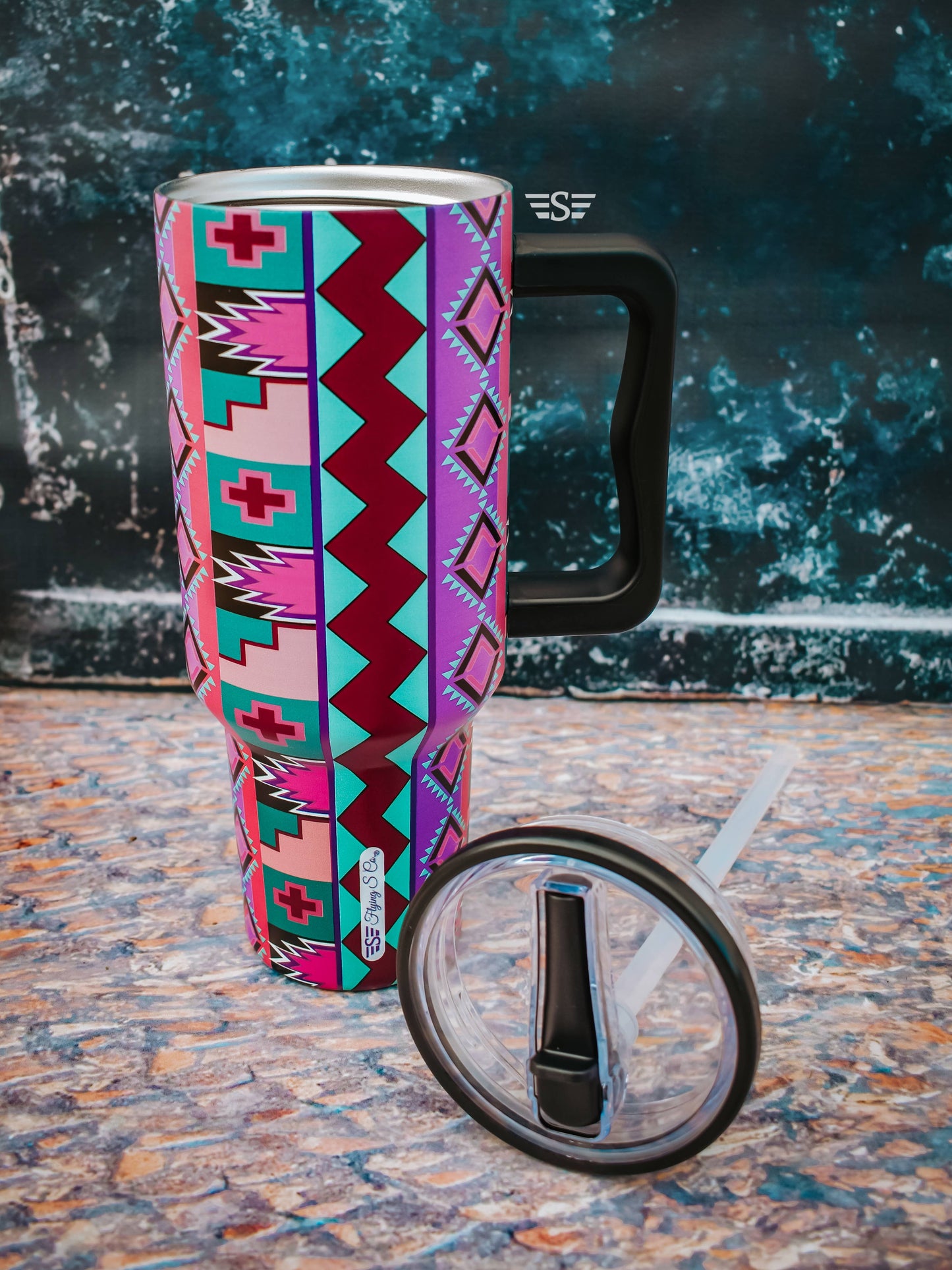 Purple Vintage Geo 40oz Tumbler