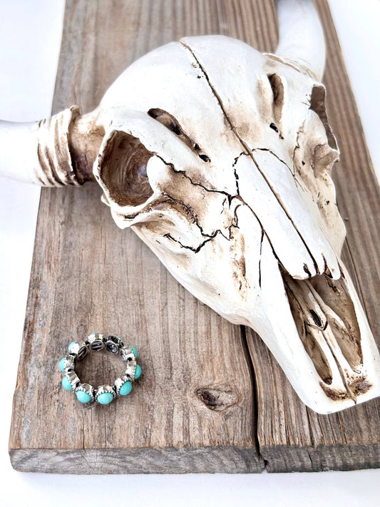 Western Style Turquoise Stone Eternity Stretch Ring