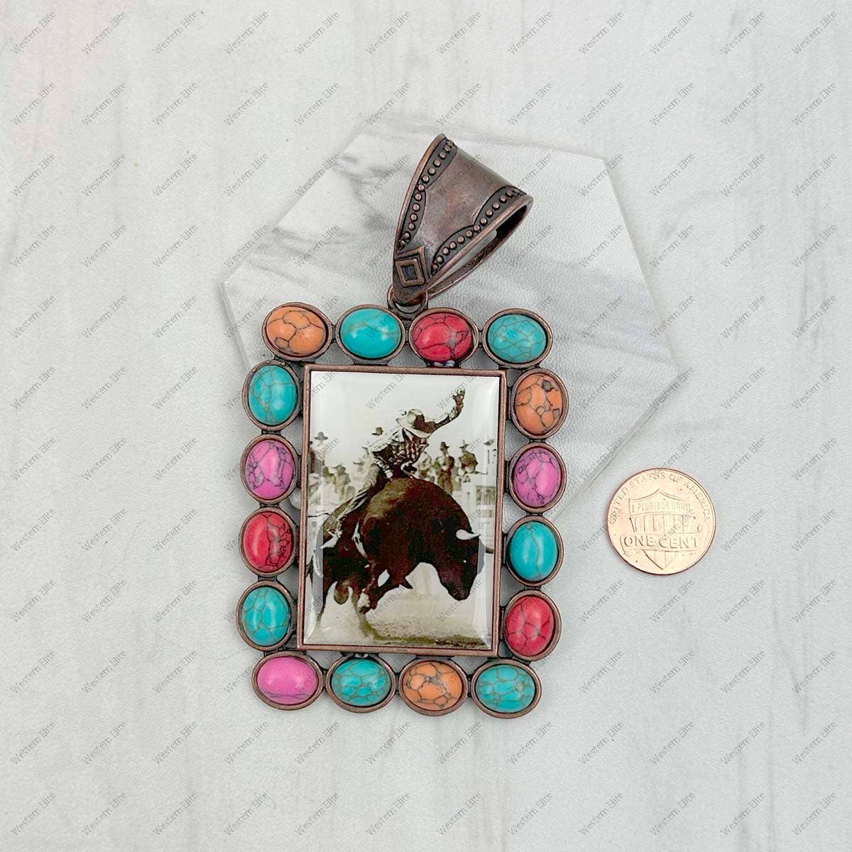Multi stone cowboy pendant