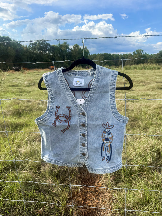 Roping Cowboy Embroidery Vest