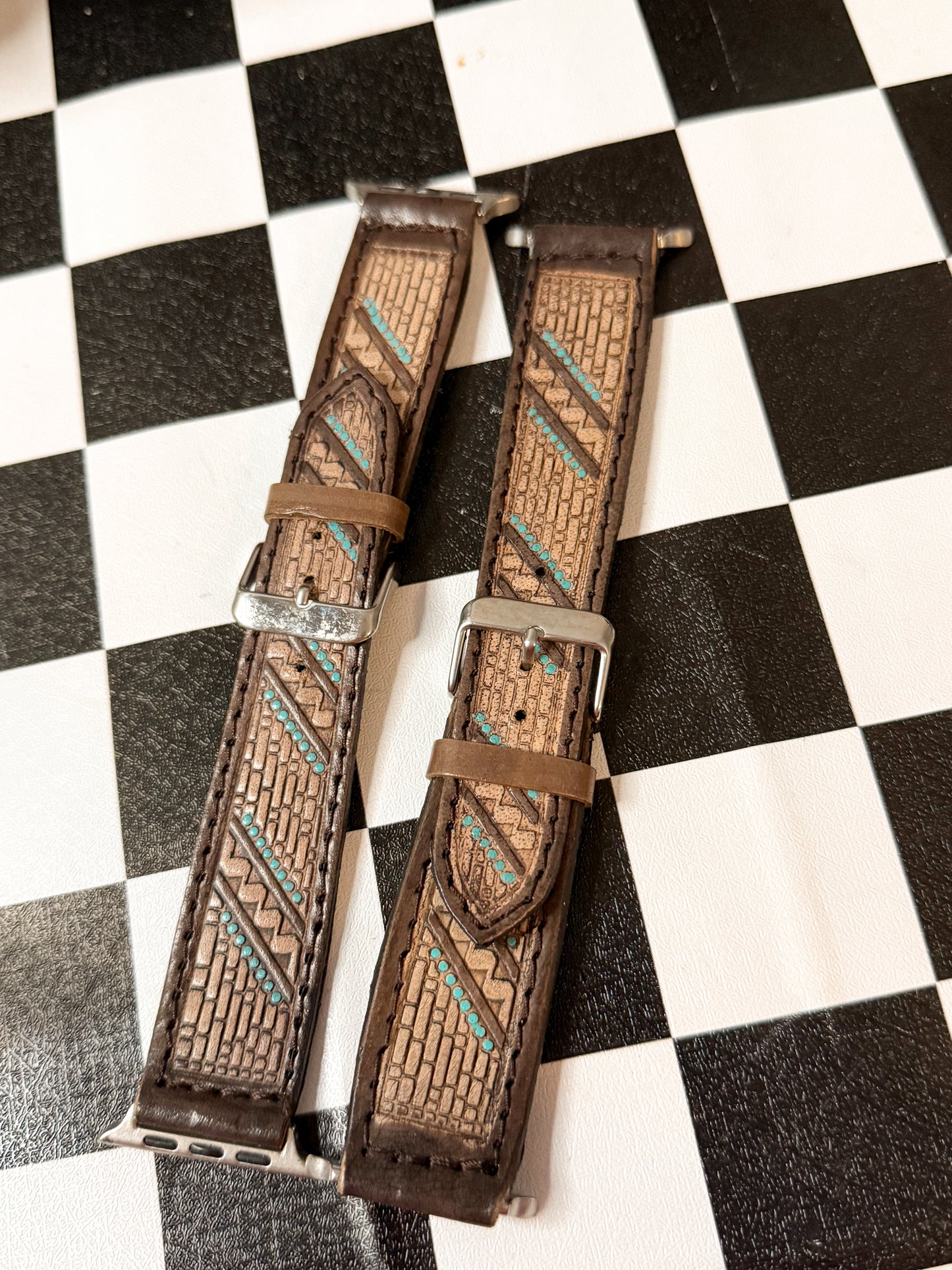 Tooled leather Apple Watch band