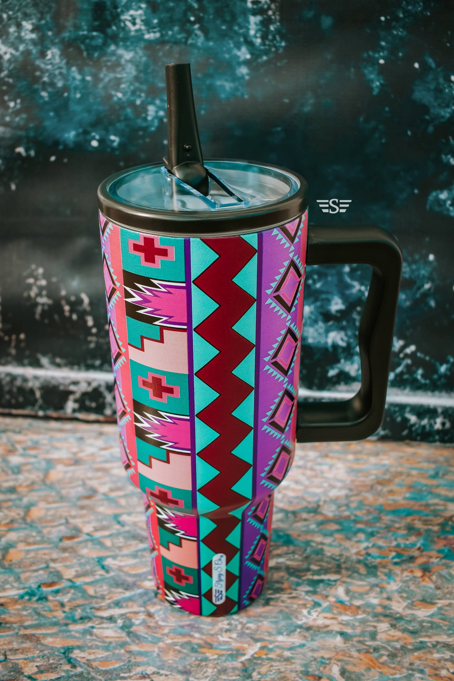 Purple Vintage Geo 40oz Tumbler