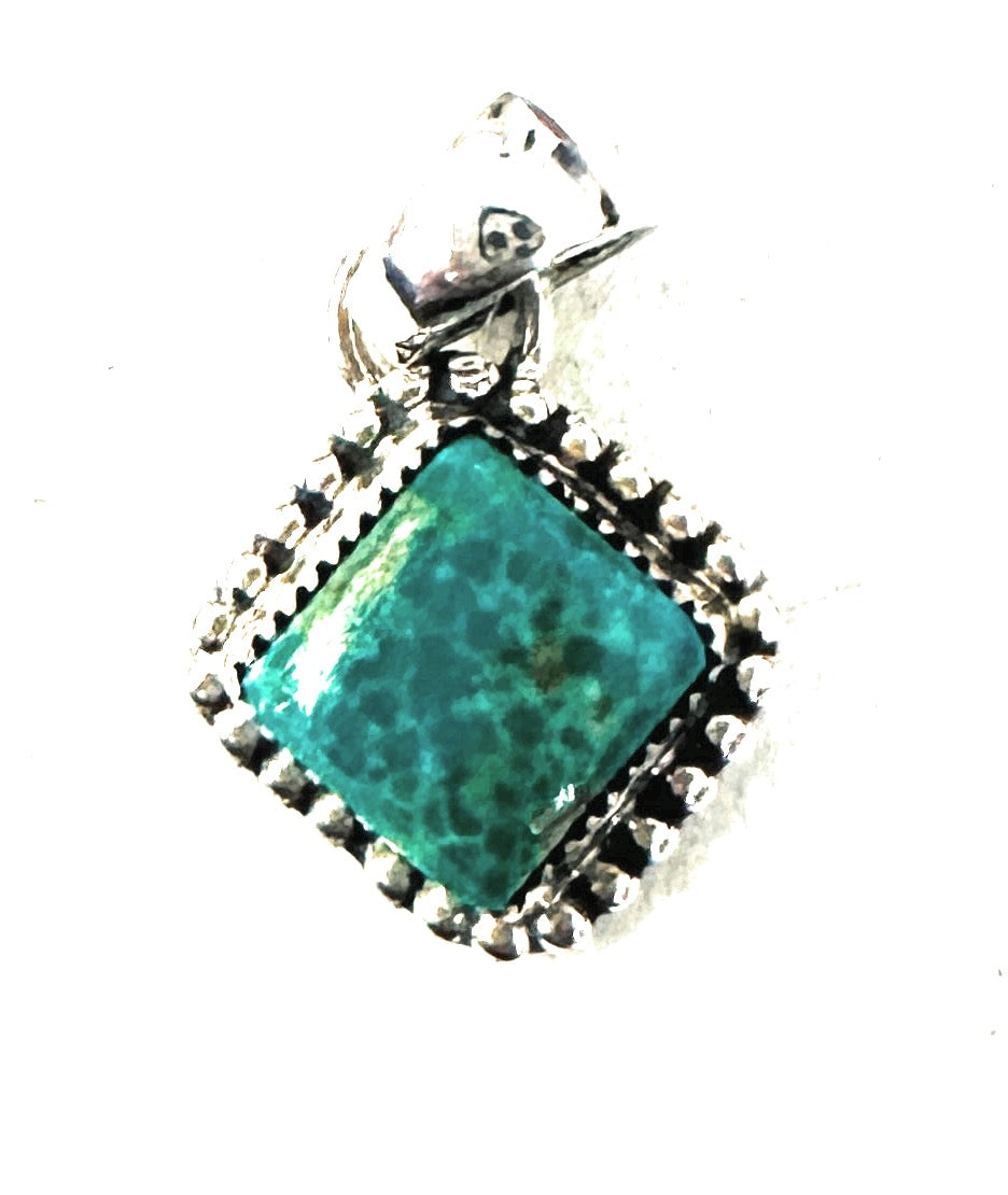 Navajo Turquoise & Sterling Silver Diamond Pendant