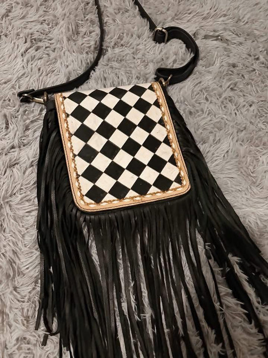 The checkered fringe bag
