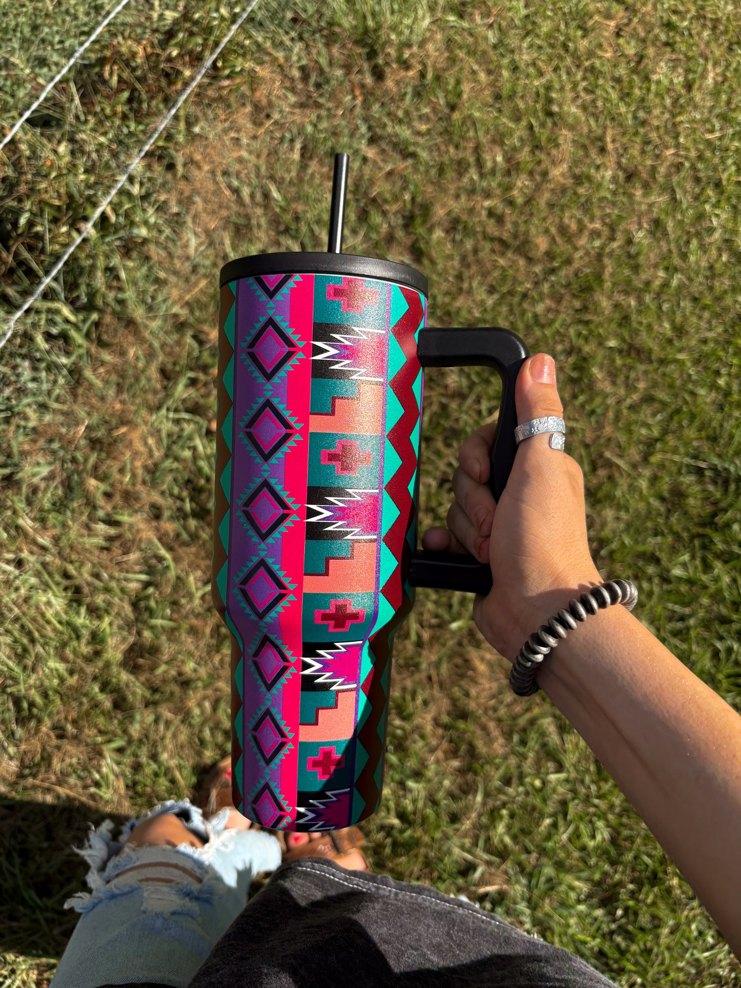 Purple Vintage Geo 40oz Tumbler