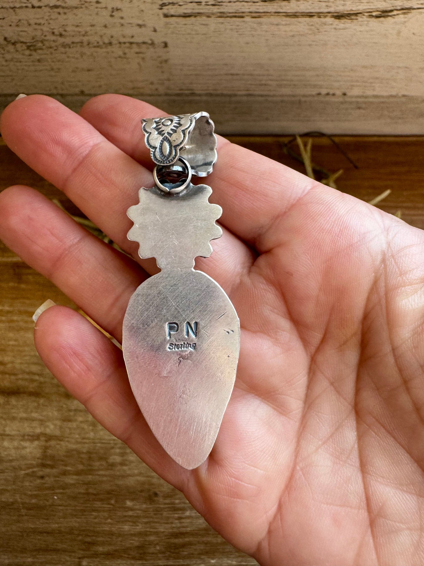 Pink Conch Sterling Silver Pendant – 3" Long, PN Stamp