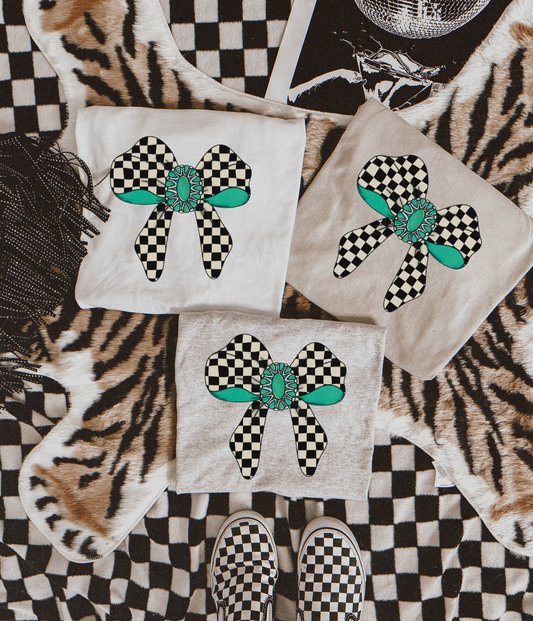 the checkered bow sublimation T-shirt