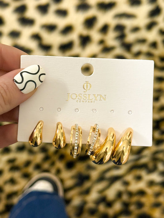 Chunky gold hoop set